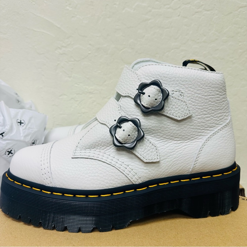 Dr. Martens Devon Flower Buckle Leather Platform Boot - Picture 2 of 7